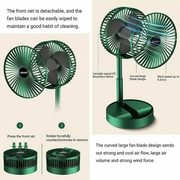 Rechargeable Portable Telescopic Folding Table Fan