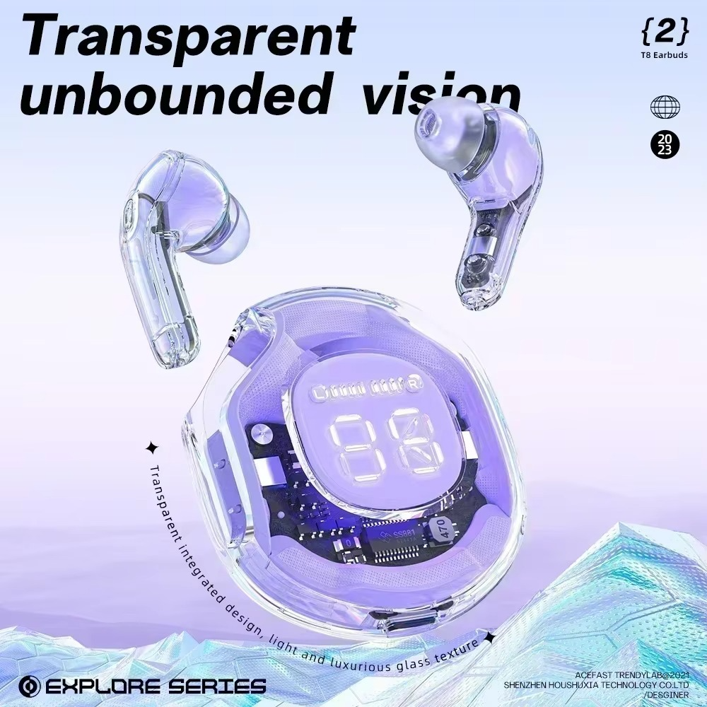 Air 39 Wireless Earbuds - Transparent Design Bluetooth 5.3 - ENC Noise Reduction & Deep Bass Sound - LED Display TWS